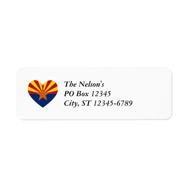 Arizona Flag Heart Shape Return Address Label (Front)