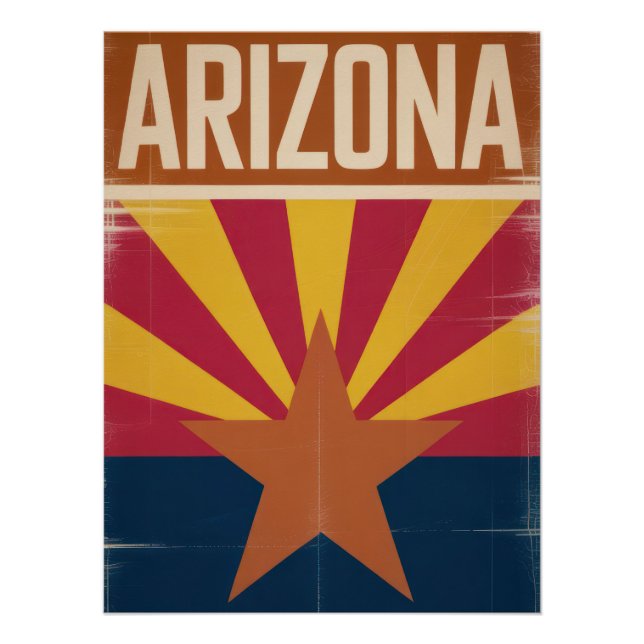 Arizona Flag Retro Style Art Print - Southwest  (Front)