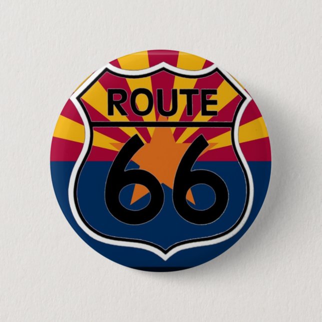 Arizona flag Route 66 6 Cm Round Badge (Front)