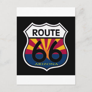 Arizona Flag Route 66 Shield Postcard