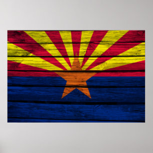 Arizona Flag Rustic Wood Poster