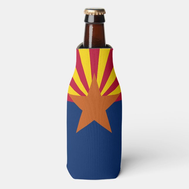 Arizona Flag: Setting Star Sun, The Copper State Bottle Cooler (Bottle Front)
