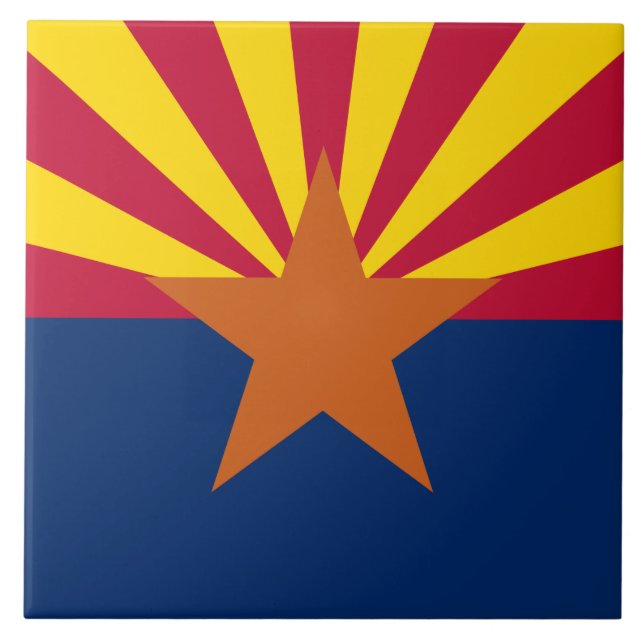 Arizona Flag: Setting Star Sun, The Copper State Ceramic Tile (Front)