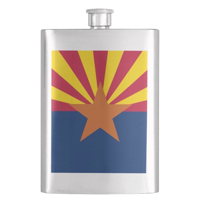 Arizona Flag: Setting Star Sun, The Copper State Hip Flask (Front)
