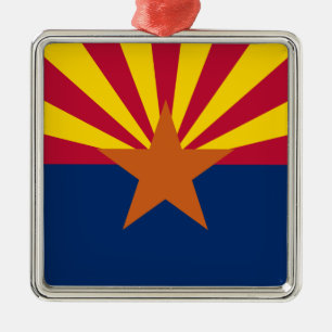 Arizona Flag: Setting Star Sun, The Copper State Metal Ornament
