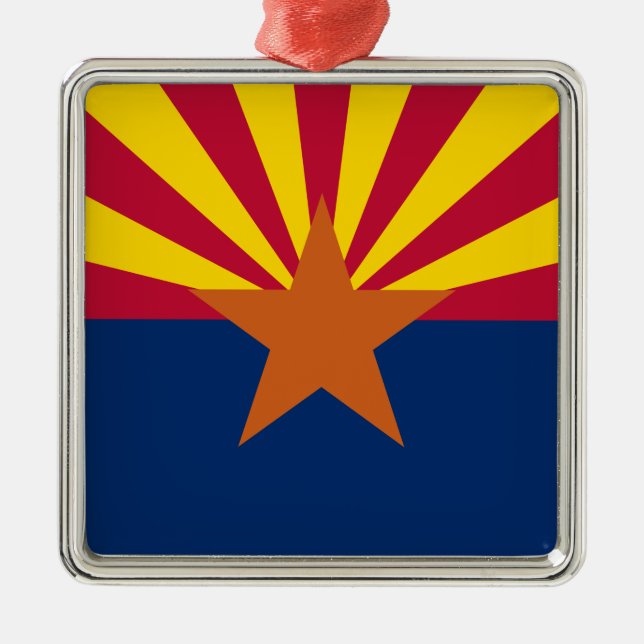 Arizona Flag: Setting Star Sun, The Copper State Metal Ornament (Front)