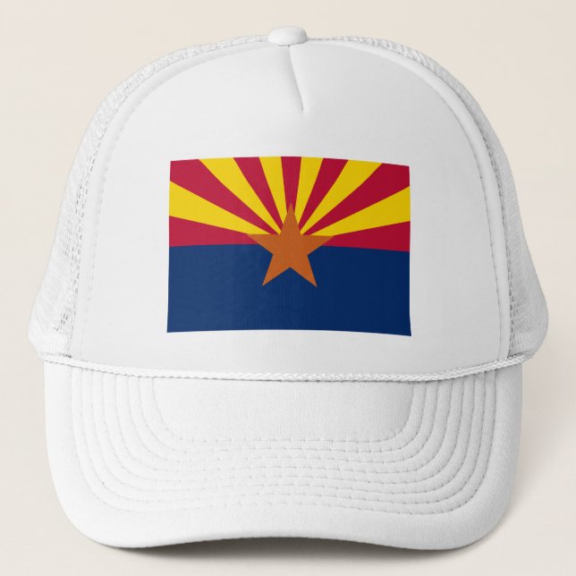 Arizona Flag: Setting Star Sun, The Copper State Trucker Hat (Front)