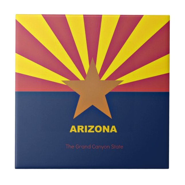 Arizona flag with slogan  ceramic tile (Front)