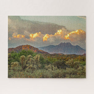Arizona Four Peaks Mountain Colourful Clouds Sunse Jigsaw Puzzle