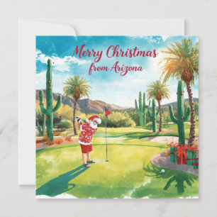 Arizona Golf Christmas in Arizona Santa Claus Holiday Card
