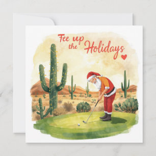 Arizona Golf Christmas Santa Golfer Golfing  Holiday Card