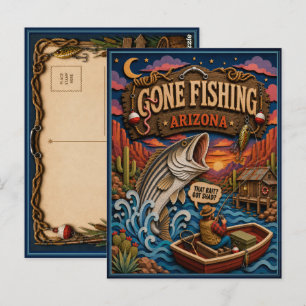 Arizona Gone Fishing Striped Bass Postcard