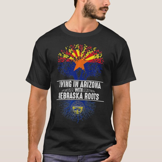 Arizona Home Nebraska Roots State Tree Flag Love G T-Shirt (Front)