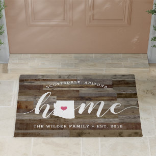 Arizona Home State Personalised Wood Look Doormat
