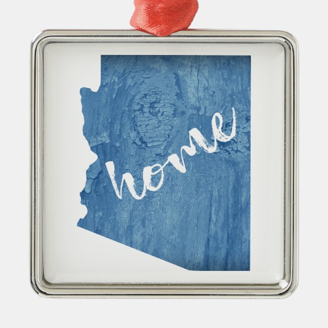 Arizona Home Wood Grain Metal Ornament (Front)
