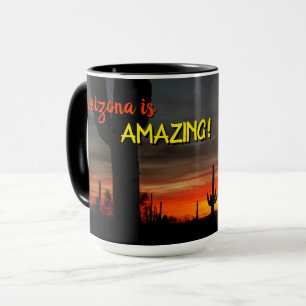 "Arizona is Amazing!" Sunset Sonoran Desert Cactus Mug