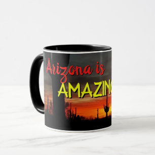 "Arizona is Amazing!" Sunset Sonoran Desert Cactus Mug
