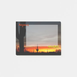 "Arizona is Amazing!" Sunset Sonoran Desert Cactus Post-it Notes