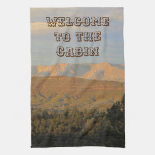 Arizona Landscape Photo Mountains Welcome to Cabin Tea Towel