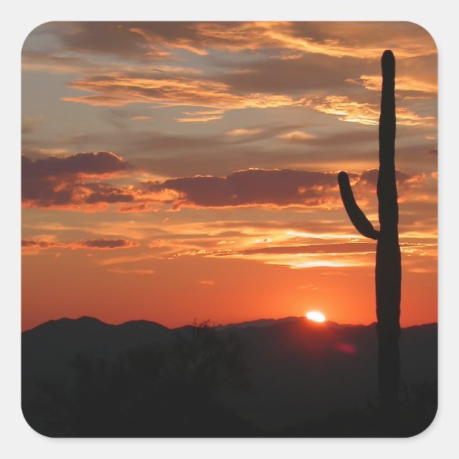 Arizona landscape sunset square sticker (Front)