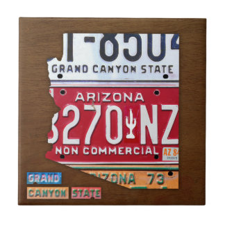 Arizona License Plate Map Ceramic Tile V2