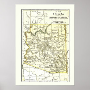 Arizona Map 1891 Towns, Rail and Reservations Poster