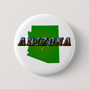 Arizona Map and Picture Text 6 Cm Round Badge