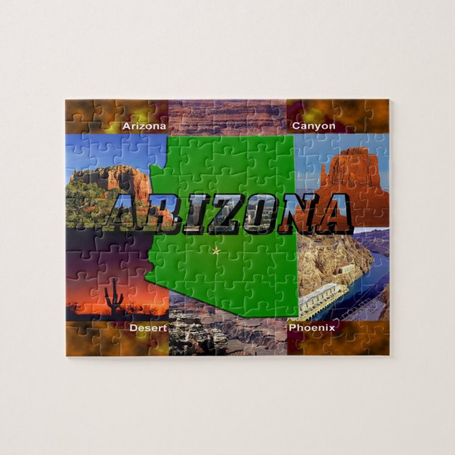 Arizona Map and Picture Text Jigsaw Puzzle (Horizontal)