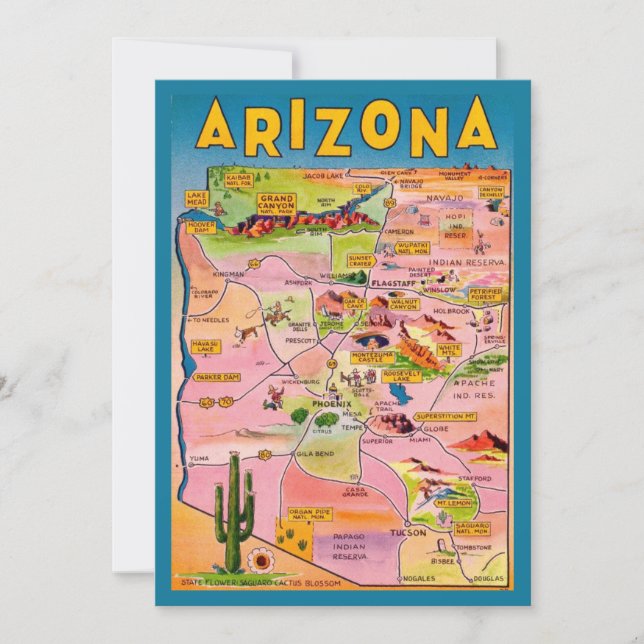 Arizona Map Flat Card (Front)