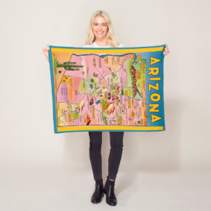Arizona Map  Fleece Blanket