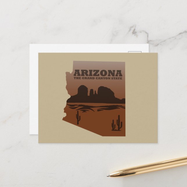 Arizona map Grand Canyon landscape Holiday Postcard (Front/Back In Situ)