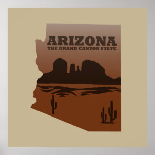Arizona map Grand Canyon landscape Poster