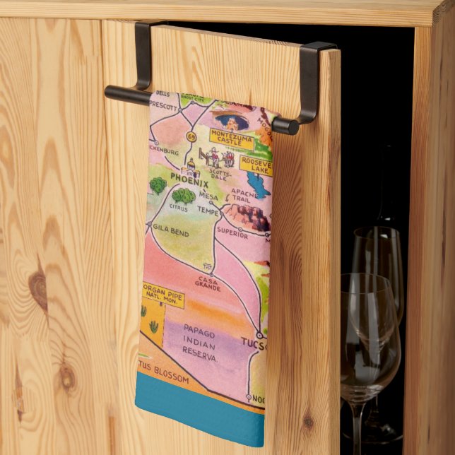 Arizona Map Kitchen Towel (Thirds Fold)
