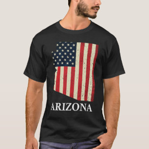 Arizona Map State American Flag 4th Of July Pride T-Shirt