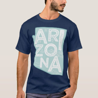 Arizona Map Typography Blue T-Shirt