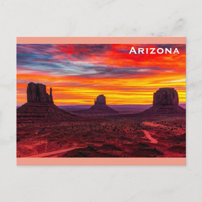 Arizona Monument Valley Sunset Photo Postcard (Front)