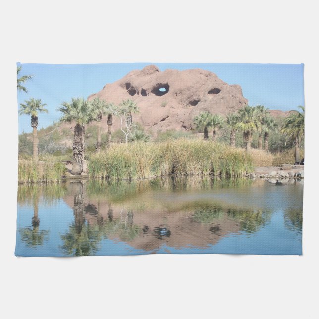 Arizona Mountain Water Reflection Photograph Tea Towel (Horizontal)
