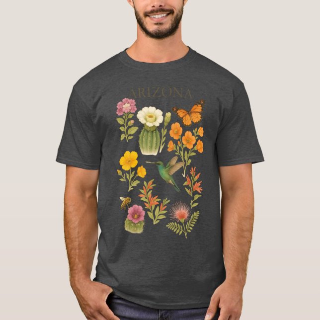 Arizona Native Wildflowers Wildlife T-Shirt (Front)