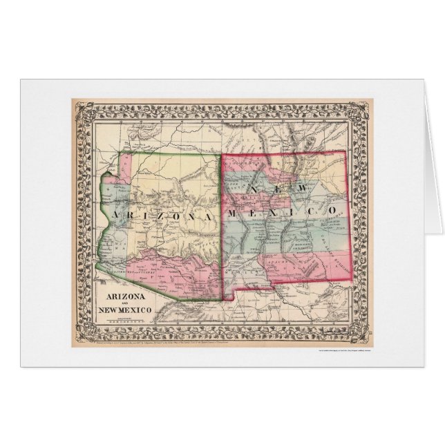 Arizona New Mexico Map 1867 (Front Horizontal)