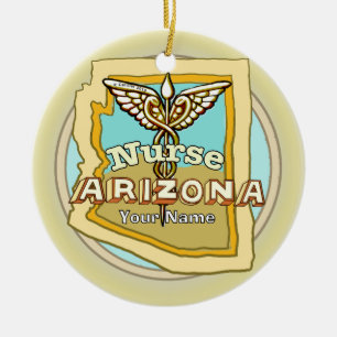 Arizona Nurse Caduceus Ceramic Ornament
