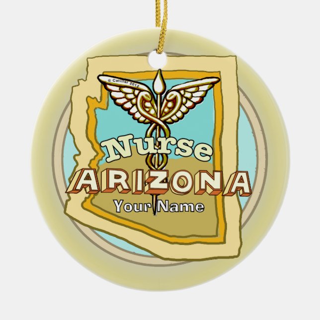 Arizona Nurse Caduceus Ceramic Ornament (Front)