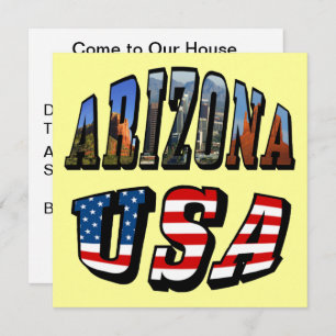 Arizona Picture and USA Flag Text Invitation