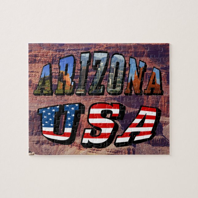 Arizona Picture and USA Flag Text Jigsaw Puzzle (Horizontal)