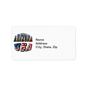 Arizona Picture and USA Flag Text Label