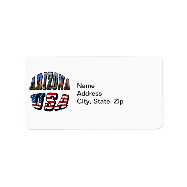 Arizona Picture and USA Flag Text Label (Front)