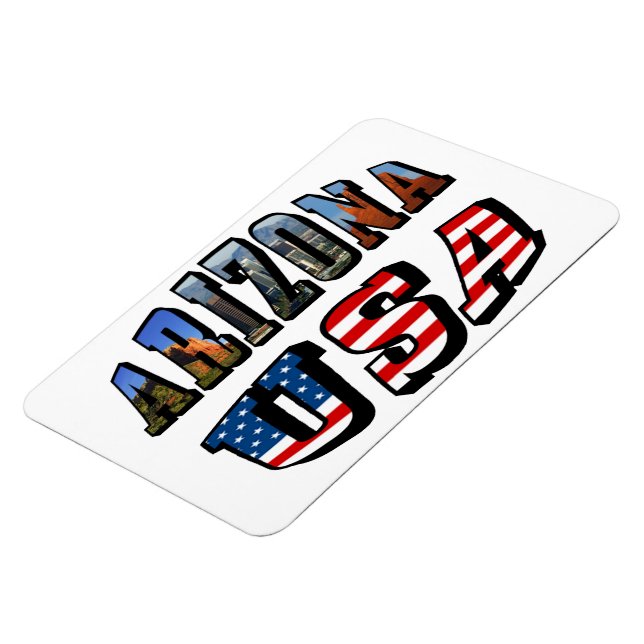 Arizona Picture and USA Flag Text Magnet (Left Side)