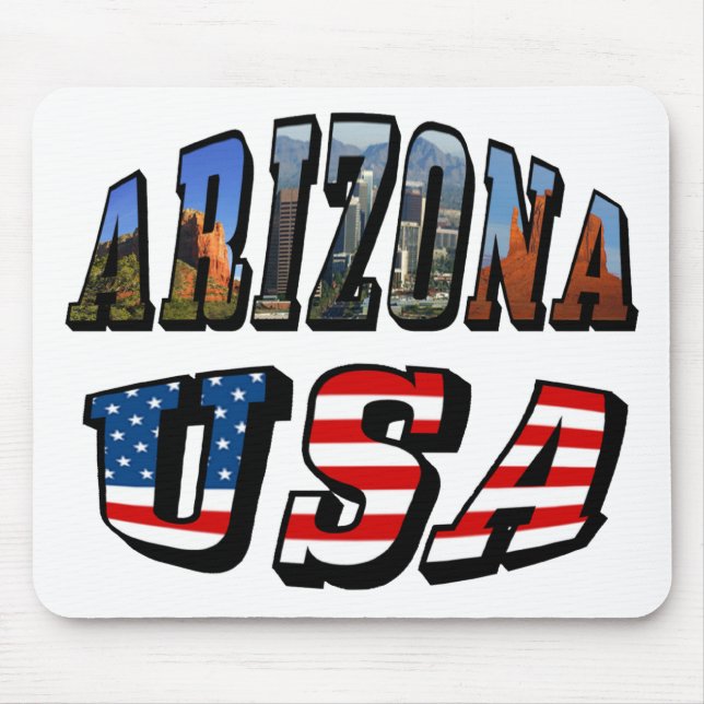Arizona Picture and USA Flag Text Mouse Pad (Front)