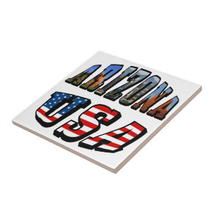 Arizona Picture and USA Flag Text Tile