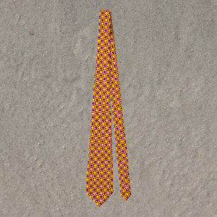Arizona Pop Art Chequerboard Maroon Gold Tie