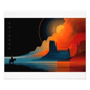 Arizona Red Rocks, Horseback Rider, Minimalist Photo Print